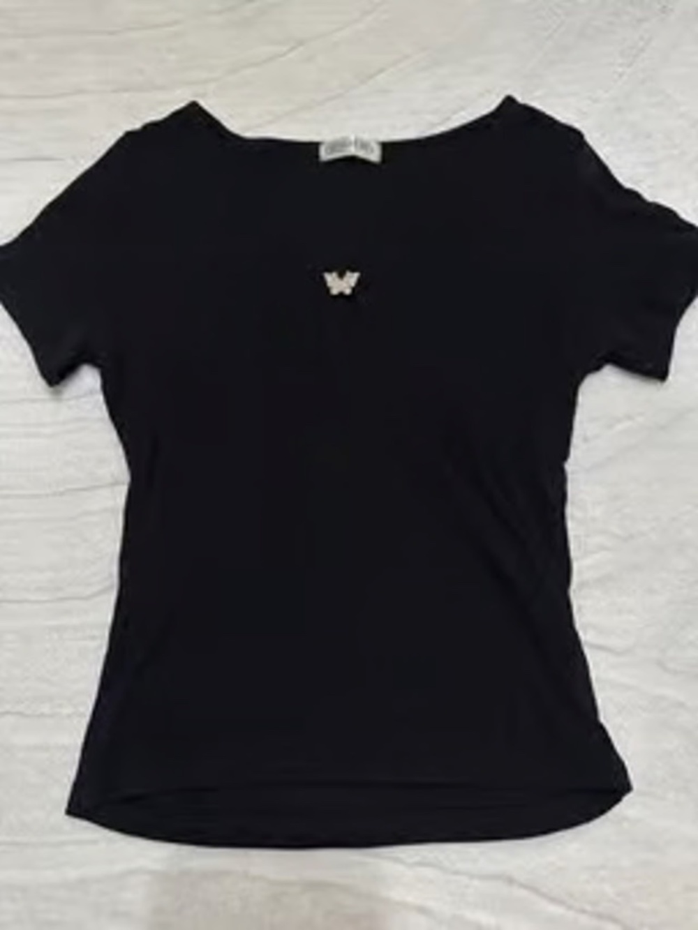 POPULAR 21 SIZE LARGE L BLACK BUTTERFLY TOP LOT5776